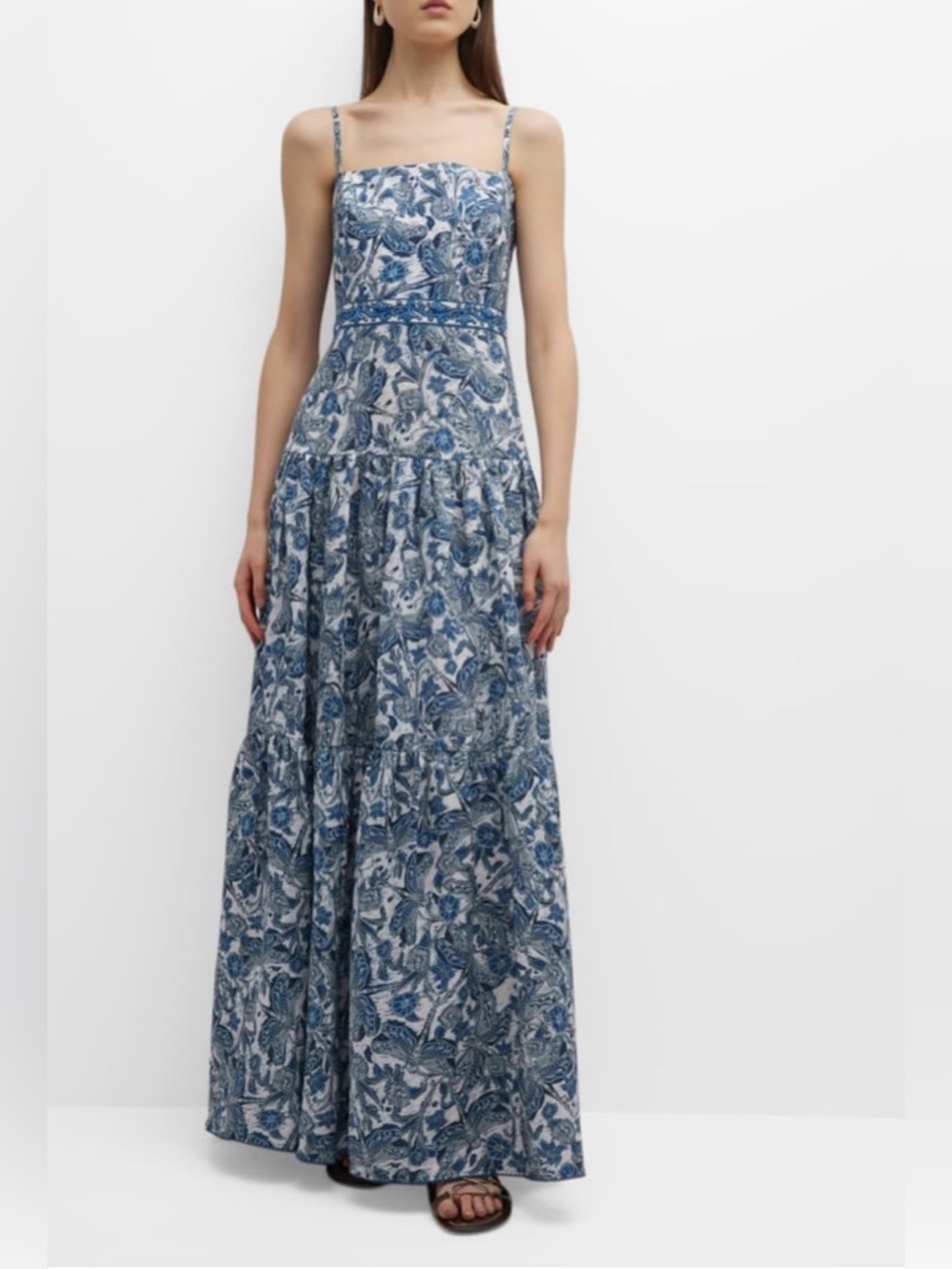 Agua by Agua Bendita Lima Spaghetti Printed Straps Linen Maxi Dress. - Picture 8 of 8